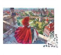 Mirando más allá de los tejados Puzzle 1000 Piezas Adultos Y Niños,Deco Pared,Premium,Rompecabezas Red Dress,Cartón,14 Años+,Educativo,Desafío,Anti-estrés,Regalo Ideal,Relax,Reto 70x50cm
