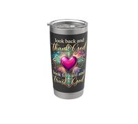 Mirar hacia atrás y agradecer a Dios Fe Cristiana Gratitud Oración Vaso térmico de acero inoxidable de doble pared