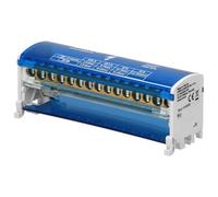 Miratic Caja de Distribucion de Bloque Modular con Clip para Riel DIN | Borna de Conexión de 2 Barras y 15 Orificios para Cuadro Electrico (15 cables)