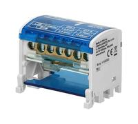 Miratic Caja de Distribucion de Bloque Modular con Clip para Riel DIN | Borna de Conexión de 2 Barras y 7 Orificios para Cuadro Electrico (7 cables)