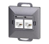 Miratic Doble Toma RJ45 Pared Cat6 | Enchufe Internet Empotrable | Conector RJ45 Hembra 2 Puertos UTP | Compatible con Serie Pearl | IP20 (Antracita)