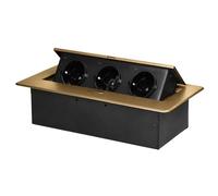 Miratic Enchufe Multiple 3x2P Z (Schuko) para Muebles Regleta Enchufes con Borde Plano Fresado Enchufe Empotrable - Regletas Enchufes Ideal para el Hogar y/o Oficina (Sin Cable) (Oro)