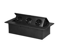 Miratic Enchufe Multiple 3x2P Z (Schuko) para Muebles Regleta Enchufes con Borde Plano Fresado Enchufe Empotrable - Regletas Enchufes Ideal para el Hogar y/o Oficina (Sin Cable) (Negro)