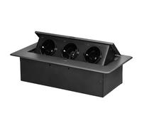 Miratic Enchufe Multiple 3x2P Z (Schuko) para Muebles Regleta Enchufes con Borde Plano Fresado Enchufe Empotrable - Regletas Enchufes Ideal para el Hogar y/o Oficina (Sin cable) (Grafito)