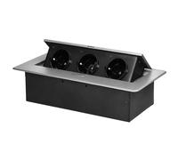 Miratic Enchufe Multiple 3x2P Z (Schuko) para Muebles Regleta Enchufes con Borde Plano Fresado Enchufe Empotrable - Regletas Enchufes Ideal para el Hogar y/o Oficina (Sin Cable) (Plata)