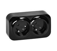 Miratic Enchufe Multiple - Base Enchufe Superficie - Enchufe Doble Pared 2 x 2 Polos +Tierra - Versión Francesa - Negro