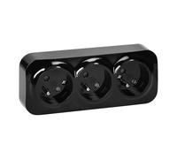 Miratic Enchufe Multiple - Base Enchufe Superficie - Enchufe Doble Pared 2 x 2 Polos +Tierra - Versión Francesa - Negro