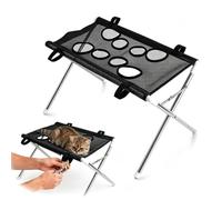 MIRCTRI Hamaca de Aseo para Perros con Soporte, Arnés Cortaúñas Gatos | Estructura de acero inoxidable, tejido de malla resistente a arañazos, ideal para el baño y corte de uñas.(Negro)
