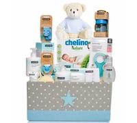 Mirifarma Canastilla Bebé Recién Nacido Suavinex Fantasy | Cesta Bebé Regalo con Productos para Recién Nacido | Incluye Peluche, Biberón, Chupete, Mordedor, Gel Champú, Loción, Crema y Pañales (Azul)