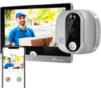NIVIAN Mirilla Digital WiFi - Cámara vídeo Full HD con Batería y Timbre, Audio Bidireccional, Detección PIR y Visión Nocturna | App y Control por Smartphone
