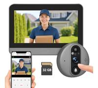 Mirilla Digital Puerta WiFi Grabadora -Camara Grabacion Wi-fi con Detector Movimiento - Pantalla de 4,3 Pulgadas 3MP 1080P - Batería Larga Duración de 5.000 mAh - Incluye Tarjeta Memoria 32 GB
