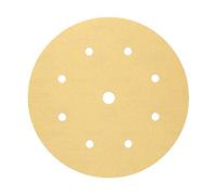 Mirka 2363205012 - Hoja de lija dorada - Grip de 200 mm - Grano P120-9 agujeros - Granulado: óxido de aluminio - Fijación: resina sobre resina - Base: papel D/C - Oro - Pack de 50 unidades