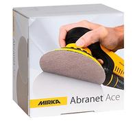 Mirka Abranet Ace discos de lija de red Ø 125mm cierre adhesivo / grano P400 / 50 uds / Para todas las lijadoras rotorbitales de125mm / Semi-cerámica / Para lijar superficies duras, madera, metal