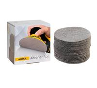 Mirka Abranet Ace discos de lija en red Ø 150mm cierre adhesivo / grano P1000 / 50 uds / Para todas las lijadoras rotorbitales de 150mm / Semi-cerámica / Para lijar superficies duras, madera, metal