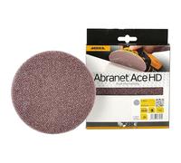 Mirka Abranet Ace HD Discos de malla Ø 150mm cierre adhesivo, grano P40, 5 piezas, AH24100540, Para excéntricas y lijadoras de 150mm, Para lijar superficies duras, madera, masilla, barniz, metal