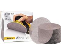 Mirka Abranet rejilla de lijado Ø 125mm cierre adhesivo / grano P80 / 50 uds / 5423205080 / Adecuado para todas las lijadoras de órbita aleatoria y lijadoras de 125mm / para lijar madera, masilla