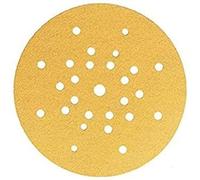 Mirka Gold Papel de lija Ø 225mm cierre adhesivo 27 agujeros/grano P120, 25 discos/Para lijadora de pared y techo/Para lijar yeso, masilla, aglomerado, madera, laca