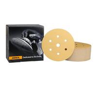 Mirka Gold Papel de lija universal Ø 150mm cierre adhesivo 7 agujeros, grano P240, 100 piezas/Para lijar yeso, masilla, aglomerado, madera, barniz