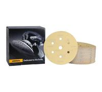 Mirka Gold Papel de lija universal Ø 150mm cierre adhesivo 7 agujeros, grano P400, 100 piezas/Para lijar yeso, masilla, aglomerado, madera, barniz