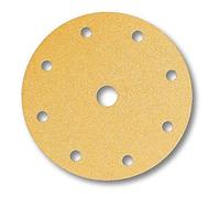 Mirka Gold Papel de lija universal Ø 150mm Velcro 9 agujeros, grano P120, 100 piezas / Para lijar yeso, masilla, aglomerado, madera, barniz