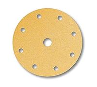 Mirka Gold Papel de lija universal Ø 150mm cierre adhesivo 9 agujeros, grano P150, 100 piezas/Para lijar yeso, masilla, aglomerado, madera, barniz