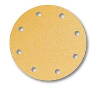 Mirka Gold Papel de lija universal Ø 200mm cierre adhesivo 9 agujeros, grano P400, 50 piezas/Para lijar yeso, masilla, aglomerado, madera, laca