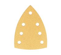 Mirka Gold Triángulo de lijado Papel de lija universal 100x152x152mm 7 agujeros/grano P60, 50 piezas/Para lijar yeso, masilla, aglomerado, madera, barniz