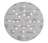 Mirka Iridium Papel de lija Ø 225mm Grano 120 cierre adhesivo / 25 discos/Para lijadoras de pared y techo/Lijado de barniz, masilla, imprimación, madera, acero, materiales minerales
