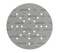 Mirka Iridium Papel de lija Ø 225mm Grano Velcro 60 / 25 discos / Para lijadoras de pared y techo / Lijado de barniz, masilla, imprimación, madera, acero, materiales minerales