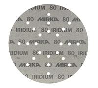 Mirka Iridium Papel de lija Ø 225mm Grano cierre adhesivo 80/25 discos/Para lijadoras de pared y techo/Lijado de barniz, masilla, imprimación, madera, acero, materiales minerales