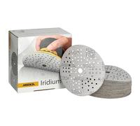 Mirka Iridium papel de lija Premium Ø 125mm Velcro de 89 agujeros, grano 1000, 100 piezas / Para lijar laca, masilla, imprimación, madera, acero, materiales minerales, plástico