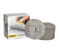 Mirka Iridium papel de lija Premium Ø 125mm cierre adhesivo de 89 agujeros, grano 500, 100 piezas/Para lijar laca, masilla, imprimación, madera, acero, materiales minerales, plásticos