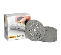 Mirka Iridium papel de lija Premium Ø 125mm cierre adhesivo de 89 agujeros, grano 60, 50 piezas/Para lijar barniz, masilla, imprimación, madera, acero, materiales minerales, plásticos