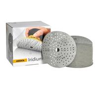 Mirka Iridium papel de lija Premium Ø 150mm cierre adhesivo 121-agujero, grano 120, 100 piezas/Para lijar laca, masilla, imprimación, madera, acero, materiales minerales, plásticos