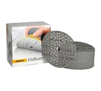 Mirka Iridium papel de lija Premium Ø 150mm cierre adhesivo 121-agujero, grano 40, 50 piezas/Para lijar laca, masilla, imprimación, madera, acero, materiales minerales, plásticos