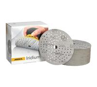 Mirka Iridium papel de lija Premium Ø 150mm cierre adhesivo 121-agujero, grano 500, 100 piezas/Para lijar laca, masilla, imprimación, madera, acero, materiales minerales, plásticos