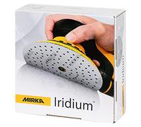 Mirka Iridium papel de lija Premium Ø 150mm cierre adhesivo 121-agujero, grano 60, 50 piezas/Para lijar laca, masilla, imprimación, madera, acero, materiales minerales, plásticos