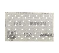 Mirka Iridium papel de lija Premium 81x133mm Velcro 54-agujero, grano 120, 100 piezas / Para lijar laca, masilla, imprimación, madera, acero, materiales minerales, plásticos