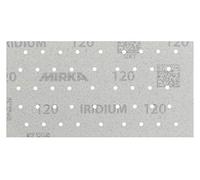 Mirka Iridium papel de lija Premium 93x180mm Velcro 45 agujeros, grano 120, 50 piezas / Para lijar laca, masilla, imprimación, madera, acero, materiales minerales, plásticos