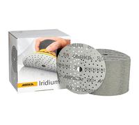 Mirka Iridium papel de lija Premium Ø 150mm cierre adhesivo 121-agujero, grano 80, 100 piezas/Para lijar laca, masilla, imprimación, madera, acero, materiales minerales, plásticos