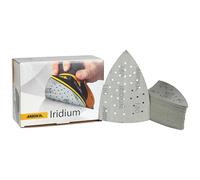 Mirka Iridium Triángulo de lijado Premium Papel de lija 100x152x152mm 36 agujeros cierre adhesivo Grano 180, 50 piezas/Para lijar barniz, masilla, imprimación, madera, acero, materiales minerales