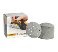 Mirka Iridium Premium papel de lija Ø 77mm 20H grano cierre adhesivo 120, 50 piezas/Para lijar laca, masilla, imprimación, madera, acero, materiales minerales, plásticos