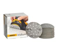 Mirka Iridium Premium papel de lija Ø 77mm 20H grano cierre adhesivo 240, 50 piezas/Para lijar laca, masilla, imprimación, madera, acero, materiales minerales, plásticos