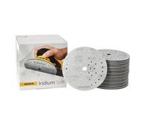 Mirka Iridium Soft discos lijadores Ø 150 mm/grano P600 / cierre adhesivo Multifit / 20 piezas/abrasivo con base de espuma para lijado preciso en seco, lijado de laca transparente, acabado