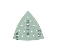Mirka Iridium Triángulo de Lijado Premium 93x93x93mm cierre adhesivo de 15 agujeros, grano 100, 50 piezas/Para lijar laca, masilla, imprimación, madera, acero, materiales minerales, plásticos