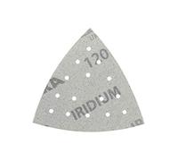 Mirka Iridium Triángulo de Lijado Premium 93x93x93mm cierre adhesivo de 15 agujeros, grano 120, 50 piezas/Para lijar laca, masilla, imprimación, madera, acero, materiales minerales, plástico