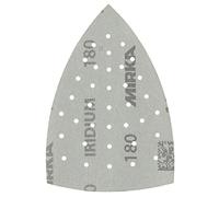 Mirka Iridium Triángulo de lijado Premium Papel de lija 100x152x152mm 36 agujeros cierre adhesivo Grano 180, 10 piezas/Para lijar barniz, masilla, imprimación, madera, acero, materiales minerales