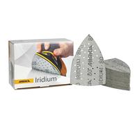 Mirka Iridium Triángulo de lijado Premium Papel de lija 100x152x152mm 36 agujeros cierre adhesivo Grano 80, 50 piezas/Para lijar barniz, masilla, imprimación, madera, acero, materiales minerales