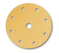 Mirka Gold Papel de lija universal Ø 150mm cierre adhesivo 9 agujeros, grano P60, 50 piezas/Para lijar yeso, masilla, aglomerado, madera, barniz