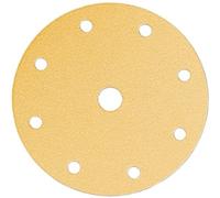 Mirka Gold Papel de lija universal Ø 150mm cierre adhesivo 9 agujeros, grano P240, 100 piezas/Para lijar yeso, masilla, aglomerado, madera, barniz